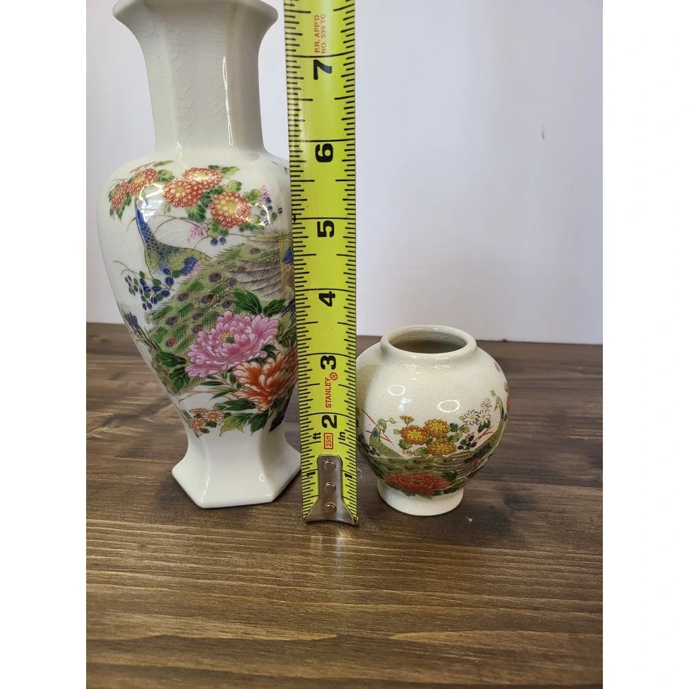 Vintage Japanese Satsuma Peacock Ceramic Inarco Vase Yamaji Plate Sato Gordon